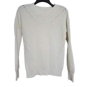Time and Tru Cream Textured Knit Sweater Crew Neck Long Sleeve XS
